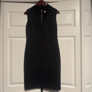 Calvin Klein Black Ruffle Neck Mini Dress